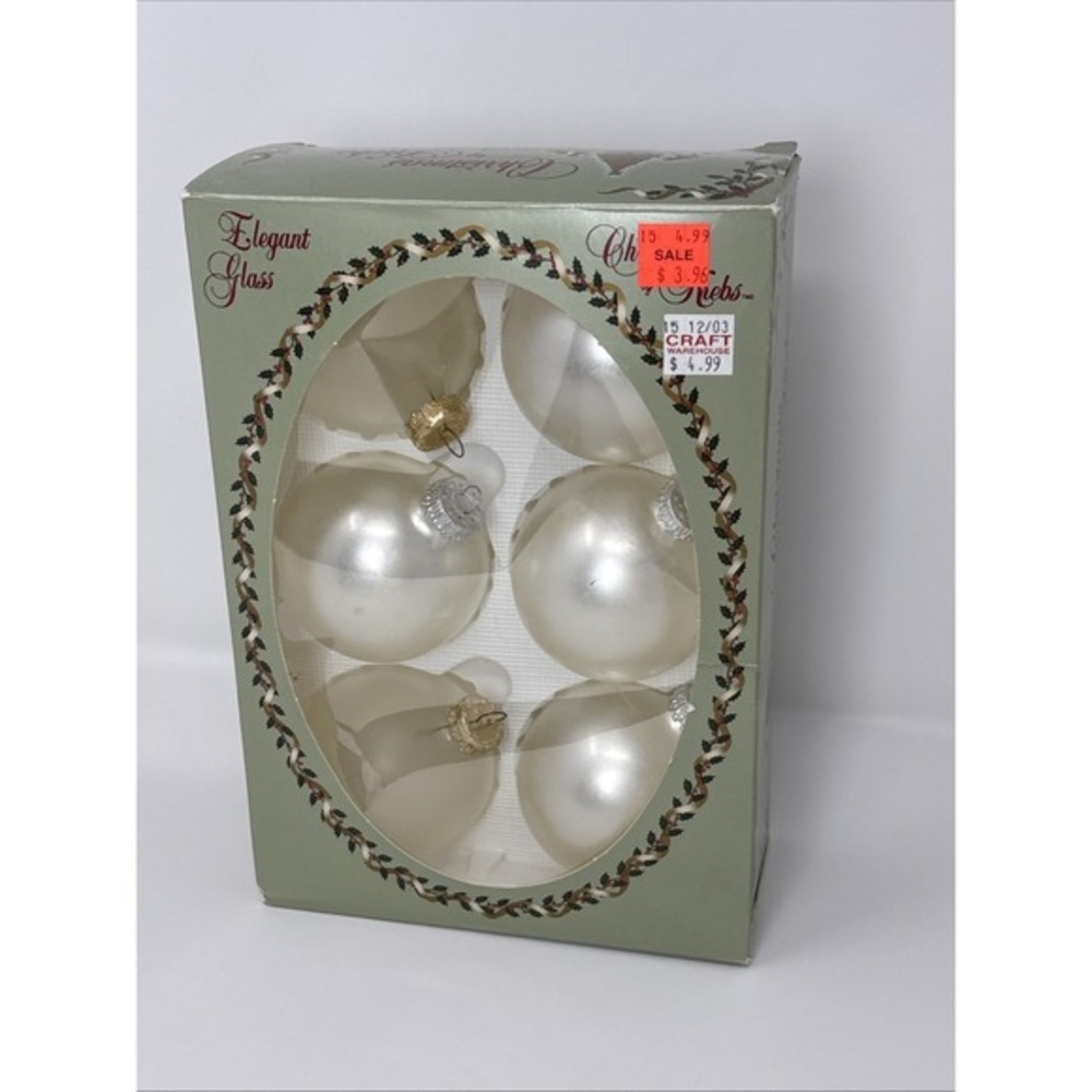 Christmas by Krebs Chablis Gold‎ Glass Ornaments Set of 6 Designer Crowns 70102